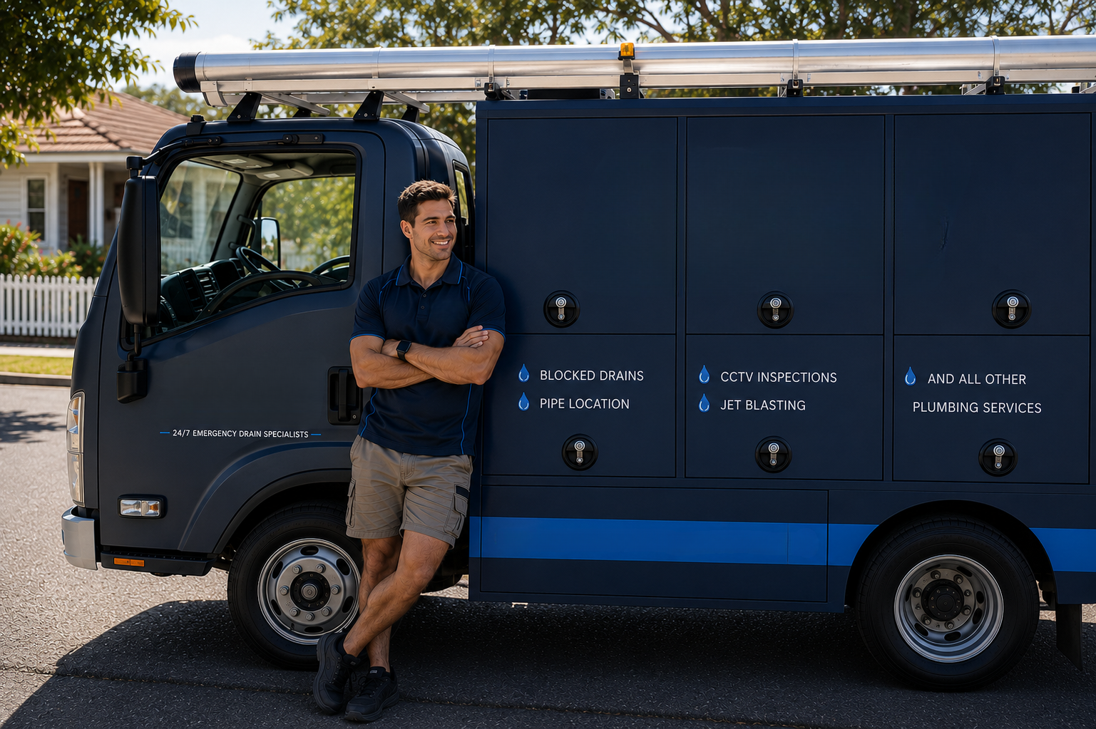 Plumber with Miranda Blocked Drains van