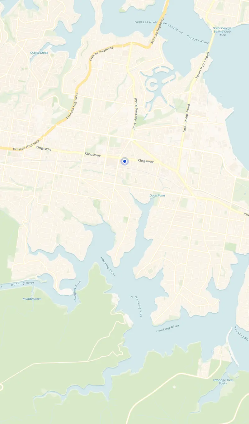 Map of the Miranda service area and the surrounding suburbs we cover.